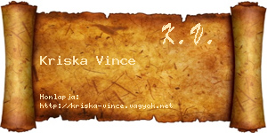 Kriska Vince névjegykártya